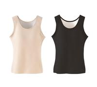 CuLtP 2 Piezas De Camiseta Interior Térmica para Mujer, Camiseta Sin Mangas Térmica De Talla Grande con Sujetador Integrado, Camisola Térmica Cepillada Sin Mangas, Ropa Interior De Invierno, Alba