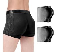 CuLtp 2PCS Calzoncillo Boxer con Relleno Trasero para Aumentar el Volumen y tamaño glúteos y Levanta, Calzoncillos Tipo bóxer para Hombre