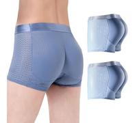 CuLtp 2PCS Calzoncillo Boxer con Relleno Trasero para Aumentar el Volumen y tamaño glúteos y Levanta, Calzoncillos Tipo bóxer para Hombre