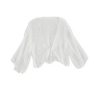 CuLtP Bolero Mujer Fiesta Bolero De Gasa para Mujer Cárdigan Transparente Bolero Ligero De Verano Chaquetas De Noche Elegantes con Cordones Delanteros Vestidos De Bolero De Boda Cover Ups XS