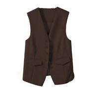 CuLtP Chaleco De Mujer Blazer Sin Mangas, Chaleco Elegante con Cuello En V Chaleco De Traje Formal Informal Corto Top Corto De Verano, Chaleco De Oficina De Trabajo Elegante Y Delgado con Botones,Ma