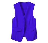 CuLtP Chaleco para Mujer, Chaqueta Sin Mangas, Elegante, Delgado, con Botones, Chaleco De Oficina, Chaleco De Fiesta Retro, Chaleco De Traje Económico con Cuello En V, Azul Real, XL