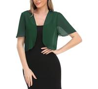CuLtP Chaqueta Corta Mujer Bolero Corto De Gasa para Mujer Cárdigan Transparente Chaqueta Ligera De Verano De Manga Corta Blusa Bolero De Boda Vestidos De Noche Chal Cubrebocas Verde XL