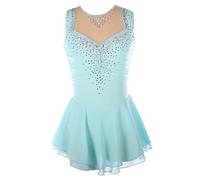 CuLtp Maillot Patinaje ArtíStico NiñA, Lentejuelas Flores Gasa Sin Mangas Ritmica Disfraz Bailarina, Escote En V Sin Espalda