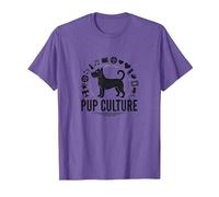 Cultura de Cachorros: Colección de Iconos de Entretenimiento para Amantes de los Perros Camiseta, Hombre, Morado Jaspeado, L