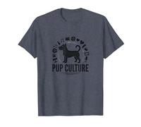 Cultura de Cachorros: Colección de Iconos de Entretenimiento para Amantes de los Perros Camiseta, Hombre, Azul Jaspeado, XL