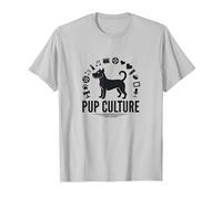 Cultura de Cachorros: Colección de Iconos de Entretenimiento para Amantes de los Perros Camiseta, Hombre, Plata, L