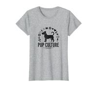 Cultura de Cachorros: Colección de Iconos de Entretenimiento para Amantes de los Perros Camiseta, Mujer, Gris Jaspeado, 3XL