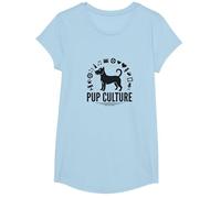 Cultura de Cachorros: Colección de Iconos de Entretenimiento para Amantes de los Perros Camiseta, Niñas, Azul Bebé, Grande