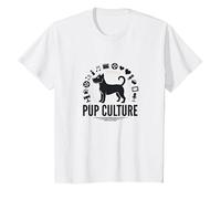 Cultura de Cachorros: Colección de Iconos de Entretenimiento para Amantes de los Perros Camiseta, Niños, Blanco, 10 años