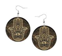 Cultura Hebrea Hamsa Arte Ojo Turco Mujer Pendientes Piel Sintética Aretes Colgantes Pendientes