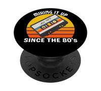 Cultura retro de los años 80, reproductores de cassette, cinta mixta, música de los años 80 PopSockets PopGrip Adhesivo