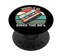Cultura retro de los años 80, reproductores de cassette, cinta mixta, música de los años 80 PopSockets PopGrip Adhesivo