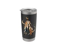 Cultura tribal indígena nativa americana de plumas Vaso térmico de acero inoxidable de doble pared