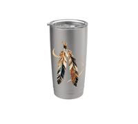 Cultura tribal indígena nativa americana de plumas Vaso térmico de acero inoxidable de doble pared