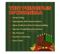 Cultural Heritage Poster Kwanzaa Principles Guide Canvas Wall Art for Classroom Library Study Decor(Framed,08x12inch(20x30cm))