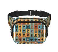 Cultural Icons - Riñonera cuadrada de doble capa con correa ajustable para actividades al aire libre, color negro, talla única, Black, Talla única