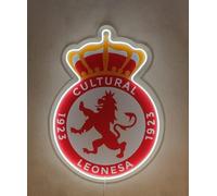 Cultural Leonesa escudo Pantalla neón LED de Bar Deportivo, Proyección de Fútbol en Vivo, Logo Iluminado, Ambiente de Pub