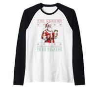 Culturista Papá Noel Abultando Suéter Feo Fitness Camiseta Manga Raglan