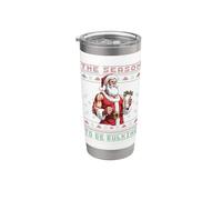 Culturista Papá Noel Abultando Suéter Feo Fitness Vaso térmico de acero inoxidable de doble pared