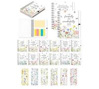Culudea 48 Pcs Christian Gifts for Women, 24 Sets Botanical Floral Bible Verse Spiral Notebooks with Pens & Sticky Notes, Scripture Journals for Bible Study, Women's Ministry Favors (5.5 x 4.7 Inch)