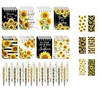 Culudea 48 piezas de regalos de girasol para mujeres y niñas, 24 juegos de cuadernos de bolsillo inspiradores florales amarillos con bolígrafos, bonitos mini diarios para mejor amiga, recuerdos de