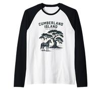 Cumberland Island Georgia Puesta de Sol Camiseta Manga Raglan