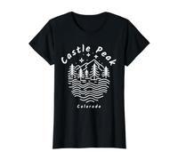 Cumbre del Pico del Castillo en Colorado Camiseta gráfica económica, Mujer, Negro, M
