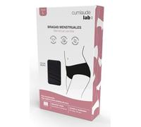 Cumlaude Lab - Bragas Menstruales, para Menstruación y Pérdida de Orina con 3 Capas Integradas, Absorción Media, Elimina Olores, Mantiene Seca, Sin Manchar Ropa, Lavable y Reutilizable, Negro, Talla L