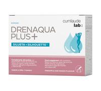 Cumlaude Lab - Drenaqua Plus+, Complemento Alimenticio, Ayuda al Drenaje y Retención de Líquidos, con Té Verde, Hibisco, Prebiótico, Cardo Mariano, Magnesio y Vitaminas, Sabor Piña y Mango - 14 Sticks