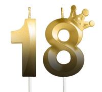 Cumpleaño Con corona vela número 18, vela de cumpleaño para pasteles,vela de feliz cumpleaño,Velas Oro Negro para Cumpleaños, Aniversario,Fiesta Temática decoraciones para tartas fiestas