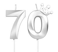 Cumpleaño Con corona vela número 70, vela de cumpleaño para pasteles,vela de feliz cumpleaño,Velas Plateado para Cumpleaños, Aniversario,Fiesta Temática decoraciones para tartas fiestas