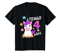 cumpleaños 4 años niña niño Regalo Cuatro años Unicornio Camiseta, Niños, Negro, 4 años
