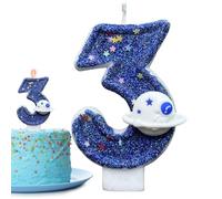 Cumpleaños Candles Numbers, Space Theme Cake Number Candle, 1,57 x 0,39 x 2,76 pulgadas Supplies, Novelty Topper, Decorative Number Candle, Fun Decor for Friends and Family