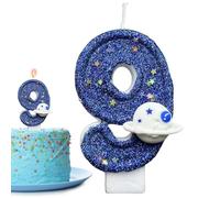 Cumpleaños Candles Numbers, Space Theme Cake Number Candle, 1,57 x 0,39 x 2,76 pulgadas Supplies, Novelty Topper, Decorative Number Candle, Fun Decor for Friends and Family