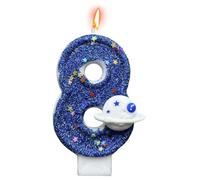 Cumpleaños Candles Numbers, Space Theme Cake Number Candle, 1,57 x 0,39 x 2,76 pulgadas Supplies, Novelty Topper, Decorative Number Candle, Fun Decor for Friends and Family