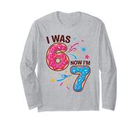 Cumpleaños de 7 años era 6 Ahora Soy 7 67 Hombres Mujeres Niños Divertido Manga Larga