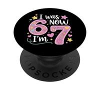 Cumpleaños de 7 años Tenía 6 años Ahora Soy 7 67 Funny Kids Girls PopSockets PopGrip Adhesivo