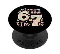 Cumpleaños de 7 años Tenía 6 años Ahora Soy 7 67 Funny Kids Girls PopSockets PopGrip Adhesivo