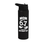 Cumpleaños de 7 años Yo era 6 Ahora soy 7 67 Meme Mom Stainless Steel Insulated Water Bottle