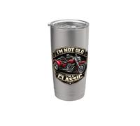 Cumpleaños de motociclista con texto en inglés "I'm Not Old Vaso térmico de acero inoxidable de doble pared