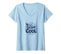 Cumpleaños de niño de 10 años: una década de celebración Genial Camiseta Cuello V, Mujer, Azul Bebé, XXL