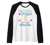 Cumpleaños de niños Así es como se ve un lindo niño de 5 cinco años Camiseta Manga Raglan