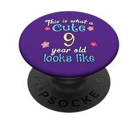 Cumpleaños de niños Así es como se ve un lindo niño de 9 nueve años PopSockets PopGrip Adhesivo