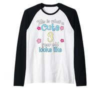 Cumpleaños de niños Esto es lo que se ve un lindo niño de 3 años Camiseta Manga Raglan