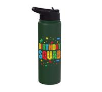 Cumpleaños Escuadrón Jugando Ladrillos Bloque Construyendo Ladrillos Construc Stainless Steel Insulated Water Bottle