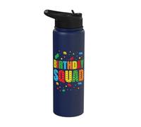 Cumpleaños Escuadrón Jugando Ladrillos Bloque Construyendo Ladrillos Construc Stainless Steel Insulated Water Bottle