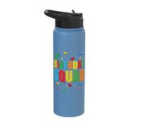 Cumpleaños Escuadrón Jugando Ladrillos Bloque Construyendo Ladrillos Construc Stainless Steel Insulated Water Bottle