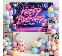 Cumpleaños Fiesta Fondo Puzzle Mural, 90 x 60 cm, Aleteo En El Viento, Reutilizable, Brillo, Foto Booth Banner, Feliz Cumpleaños Decoración