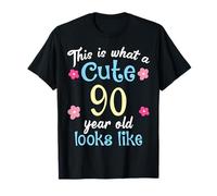 Cumpleaños gracioso Esto es lo que un lindo 90 Noventa años se ve Camiseta